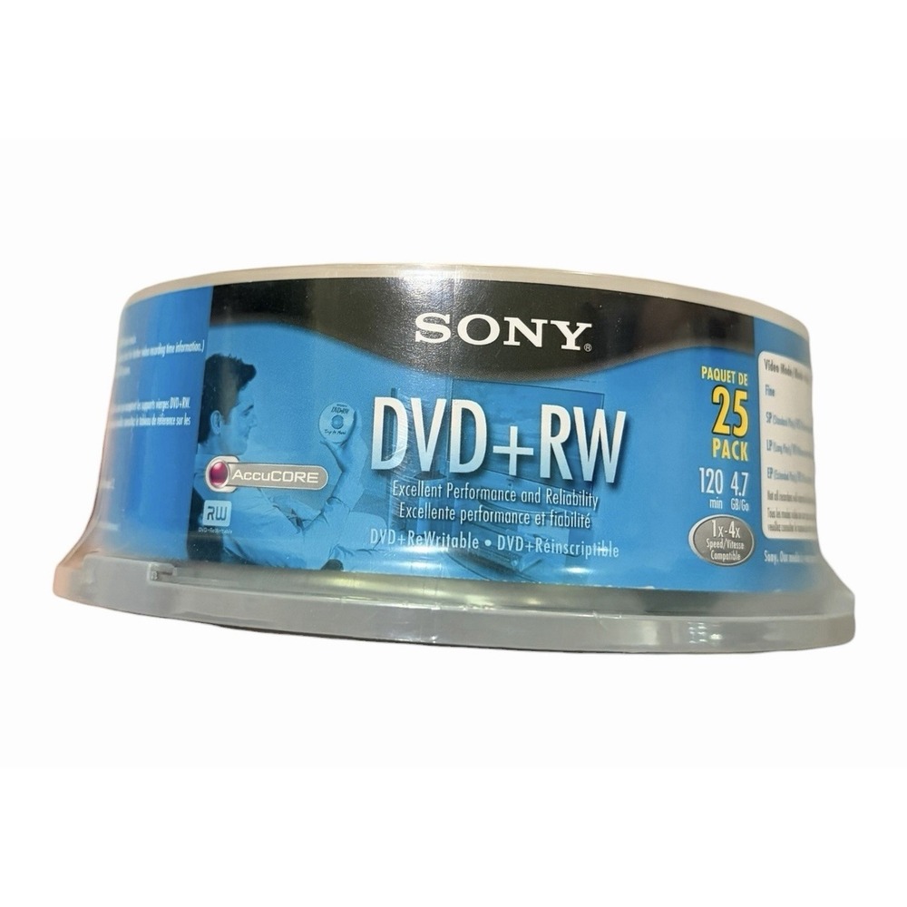 NEW Sony 1x - 4x DVD+RW 4.7GB‎ 120Min - 25 Pack Brand New Sealed